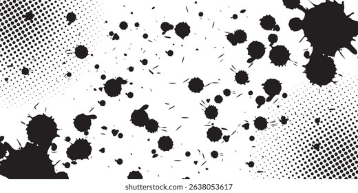 Black and White Ink Splatters and Spill