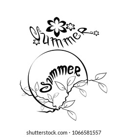 black and white inscription summer. Vacations 2018. Vector