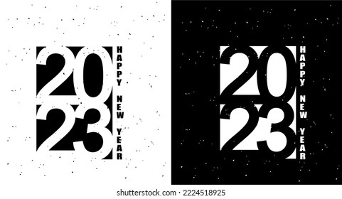 black and white, interconnected new year 2023 logo design