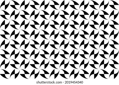 Black and white interleaving square tile graphics motif. Modern seamless fabric print. Abstract minimalist vector graphics style. Casual textile design. 