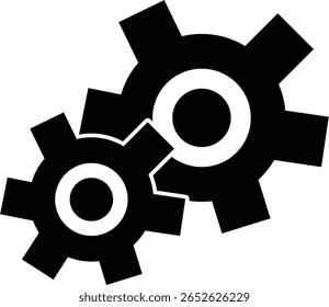 Black and White Interlocking Gear Cogs Mechanical Engineering Icon cogwheel gears