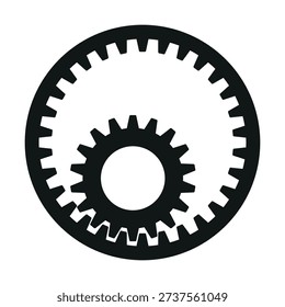 Black and White Internal Gear Icon