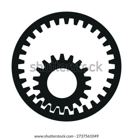 Black and White Internal Gear Icon