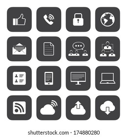 Black and White Internet icons set,Vector EPS10
