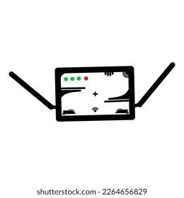 Black and White Internet Modem vector illustration isolated on White. Internet, modem, wifi, hotspot, anthena, network.