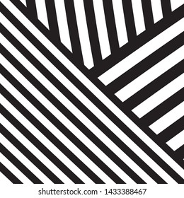 Líneas entrelazadas en blanco y negro, Patrón de líneas rectas tribales, Elementos inclinados, Estilo étnico geométrico único, Ornamento lineal, Ilusión óptica, Estilo de arte pop