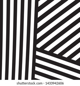 Black and White Intersecting Lines, Tribal Straight Lines Pattern,  Inclined Striped Elements, Unique Geometric Ethnic Style, Linear Ornament, Optical Illusion, Pop Art Style
