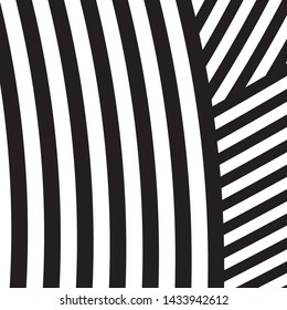 Black and White Intersecting Lines, Tribal Straight Lines Pattern,  Inclined Striped Elements, Unique Geometric Ethnic Style, Linear Ornament, Optical Illusion, Pop Art Style