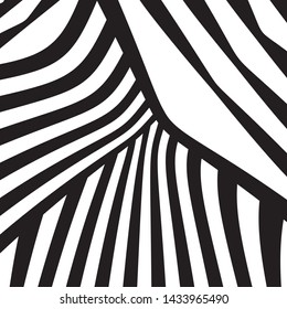 Líneas entrelazadas en blanco y negro, Patrón de líneas rectas tribales, Elementos inclinados, Estilo étnico geométrico único, Ornamento lineal, Ilusión óptica, Estilo de arte pop