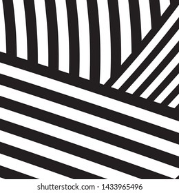 Black and White Intersecting Lines, Tribal Straight Lines Pattern,  Inclined Striped Elements, Unique Geometric Ethnic Style, Linear Ornament, Optical Illusion, Pop Art Style