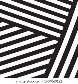 Black and White Intersecting Lines, Tribal Straight Lines Pattern,  Inclined Striped Elements, Unique Geometric Ethnic Style, Linear Ornament, Optical Illusion, Pop Art Style