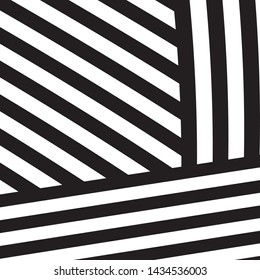 Black and White Intersecting Lines, Tribal Straight Lines Pattern,  Inclined Striped Elements, Unique Geometric Ethnic Style, Linear Ornament, Optical Illusion, Pop Art Style