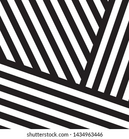 Black and White Intersecting Lines, Tribal Straight Lines Pattern,  Inclined Striped Elements, Unique Geometric Ethnic Style, Linear Ornament, Optical Illusion, Pop Art Style