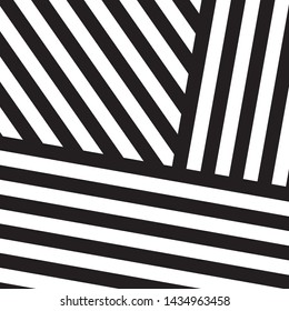 Black and White Intersecting Lines, Tribal Straight Lines Pattern,  Inclined Striped Elements, Unique Geometric Ethnic Style, Linear Ornament, Optical Illusion, Pop Art Style