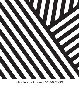 Schwarz-Weiß-Schnittlinien, Muster der Tribal-Straight-Lines, gestreifte Elemente, individueller geometrischer Ethnischer Stil, Linearverzierung, optische Illusion, Stilkunst