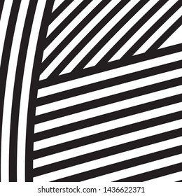 Black and White Intersecting Lines, Tribal Straight Lines Pattern,  Inclined Striped Elements, Unique Geometric Ethnic Style, Linear Ornament, Optical Illusion, Pop Art Style