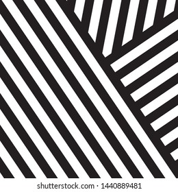 Black and White Intersecting Lines, Tribal Straight Lines Pattern,  Inclined Striped Elements, Unique Geometric Ethnic Style, Linear Ornament, Optical Illusion, Pop Art Style