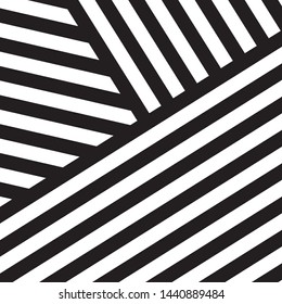 Black and White Intersecting Lines, Tribal Straight Lines Pattern,  Inclined Striped Elements, Unique Geometric Ethnic Style, Linear Ornament, Optical Illusion, Pop Art Style