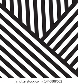 Black and White Intersecting Lines, Tribal Straight Lines Pattern,  Inclined Striped Elements, Unique Geometric Ethnic Style, Linear Ornament, Optical Illusion, Pop Art Style