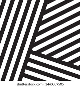 Black and White Intersecting Lines, Tribal Straight Lines Pattern,  Inclined Striped Elements, Unique Geometric Ethnic Style, Linear Ornament, Optical Illusion, Pop Art Style