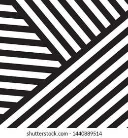 Black and White Intersecting Lines, Tribal Straight Lines Pattern,  Inclined Striped Elements, Unique Geometric Ethnic Style, Linear Ornament, Optical Illusion, Pop Art Style