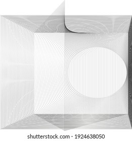 Líneas entrelazadas en blanco y negro, elementos de malla torcida aislados en blanco