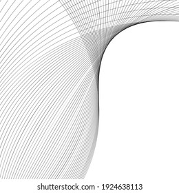 Black and white intersecting lines, twisted mesh element isolated on white