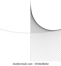 Black and white intersecting lines, twisted mesh element isolated on white