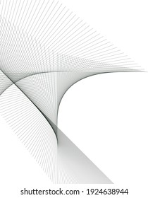 Black and white intersecting lines, twisted mesh element isolated on white