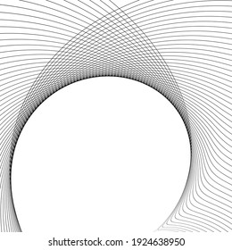 Black and white intersecting lines, twisted mesh element isolated on white