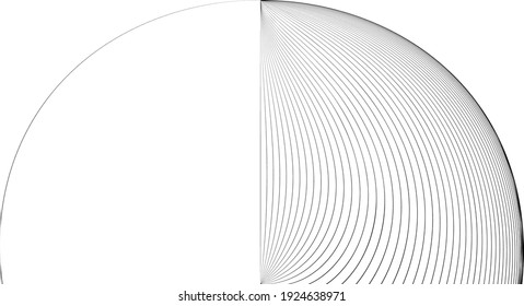 Black and white intersecting lines, twisted mesh element isolated on white