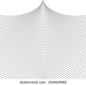 Black and white intersecting lines, twisted mesh element isolated on white