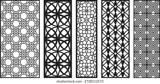 Black and white intricate jali patterns with geometric