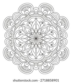 Patrón de mandala intrincado en blanco y negro para colorear páginas línea