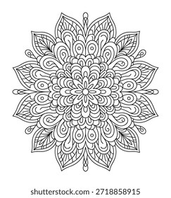Patrón de mandala intrincado en blanco y negro para colorear Vector de página