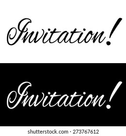 Black and white invitation banner, vector illustration