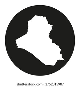 Mapa blanco y negro de Irak en un vector circular