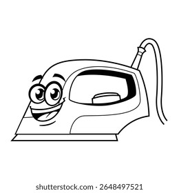 black and white iron mascot cartoon character