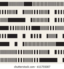 Black and White Irregular Dashed Lines Pattern. Abstract Vector Seamless Background
