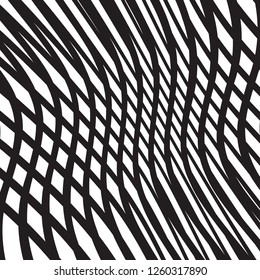Cuadrícula irregular en blanco y negro, patrón de malla de estructura modular, textura de polígono geométrico abstracto monocromo, plantilla de mosaico