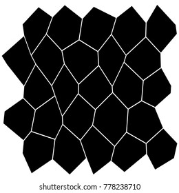 Black and White Irregular Grid, Modular Structure Mesh Pattern, Abstract Monochrome Geometric Polygon Texture, Photo Mosaic Template,  Photo Collage Background