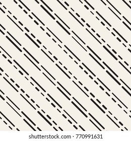Black and White Irregular Rounded Dashed Lines Pattern. Modern Abstract Vector Seamless Background. Stylish Chaotic Rectangle Stripes Mosaic
