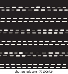 Black and White Irregular Rounded Dashed Lines Pattern. Modern Abstract Vector Seamless Background. Stylish Chaotic Rectangle Stripes Mosaic
