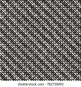 Black and White Irregular Rounded Dashed Lines Pattern. Modern Abstract Vector Seamless Background. Stylish Chaotic Rectangle Stripes Mosaic
