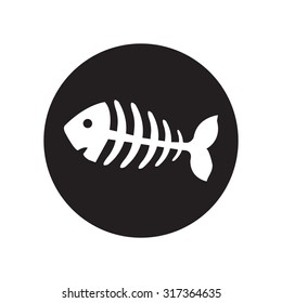 black and white ish bone, fish skeleton.Classic flat icon. Vector illustration