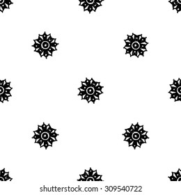 Black and white Islamic chamomile seamless pattern. Contrast ornament with isolated traditional oriental geometric floral elements.