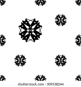 Black and white islamic rosette seamless pattern. Contrasty ornament with isolated traditional oriental geometric floral elements.