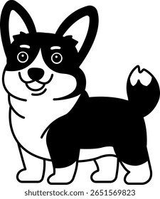 ícone isolado preto e branco de um Corgi
