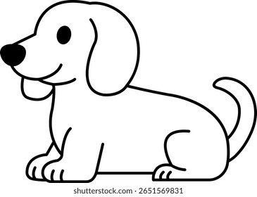black and white isolate icon of a Dachshund dog