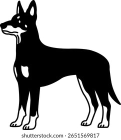 black and white isolate icon of a Doberman Pinscher 